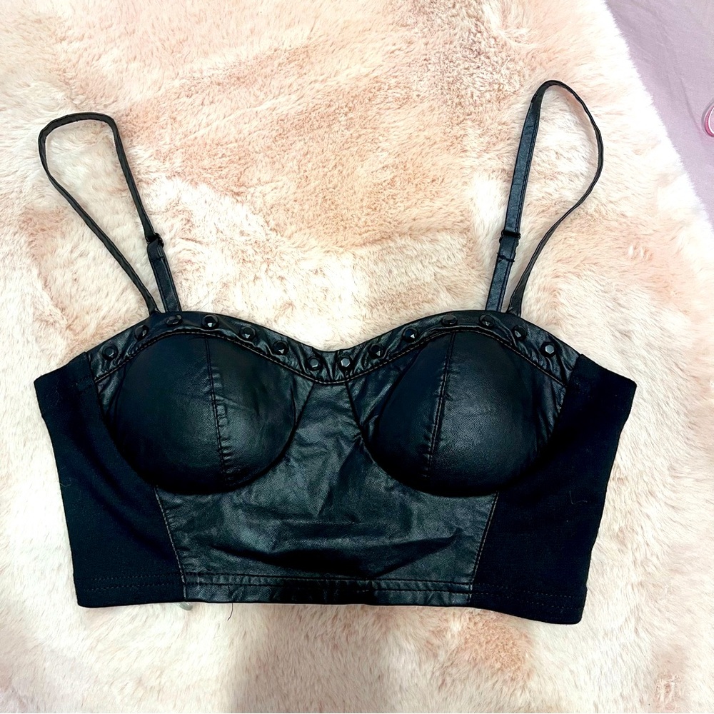 Faux Leather Bustier Corset Top